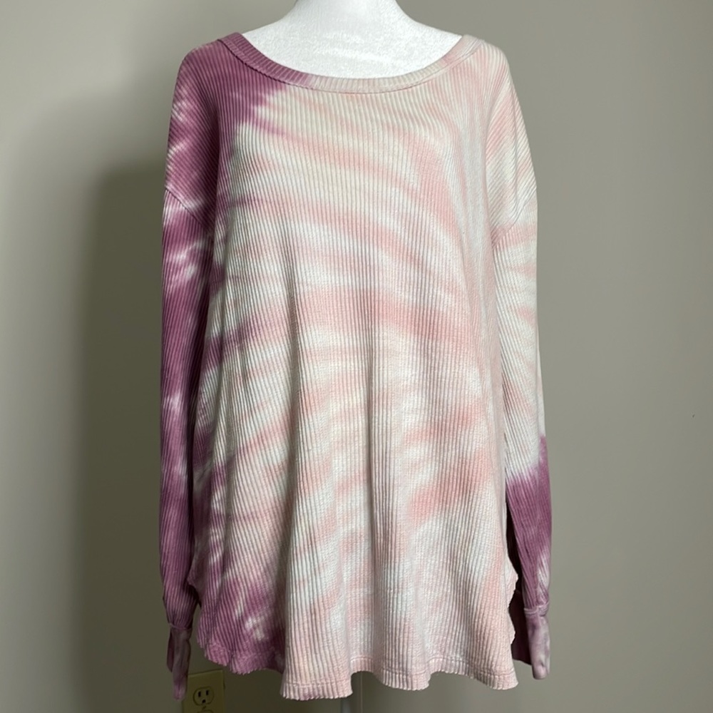 Terra & Sky Tie Dye Waffle Henley Top